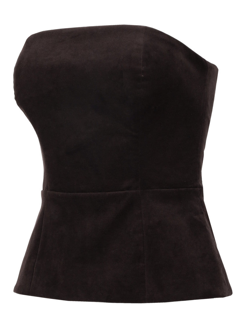 Dark Brown Solid Strapless Top 3