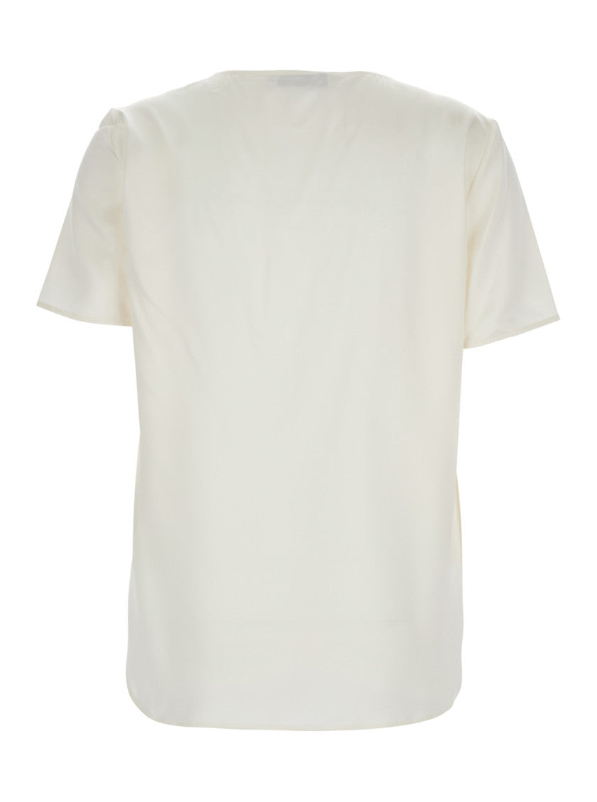 White Solid Round Neck Top 2