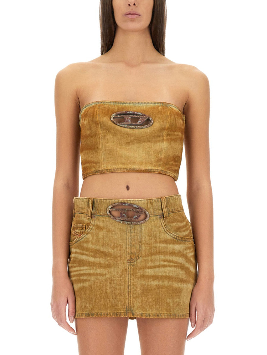 Beige Solid Strapless Top 3