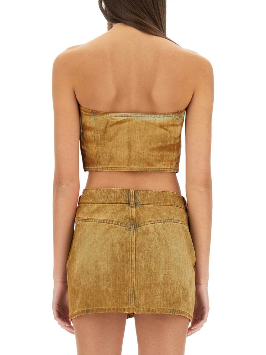 Beige Solid Strapless Top 4