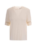 Off White Solid Round Neck Top 1