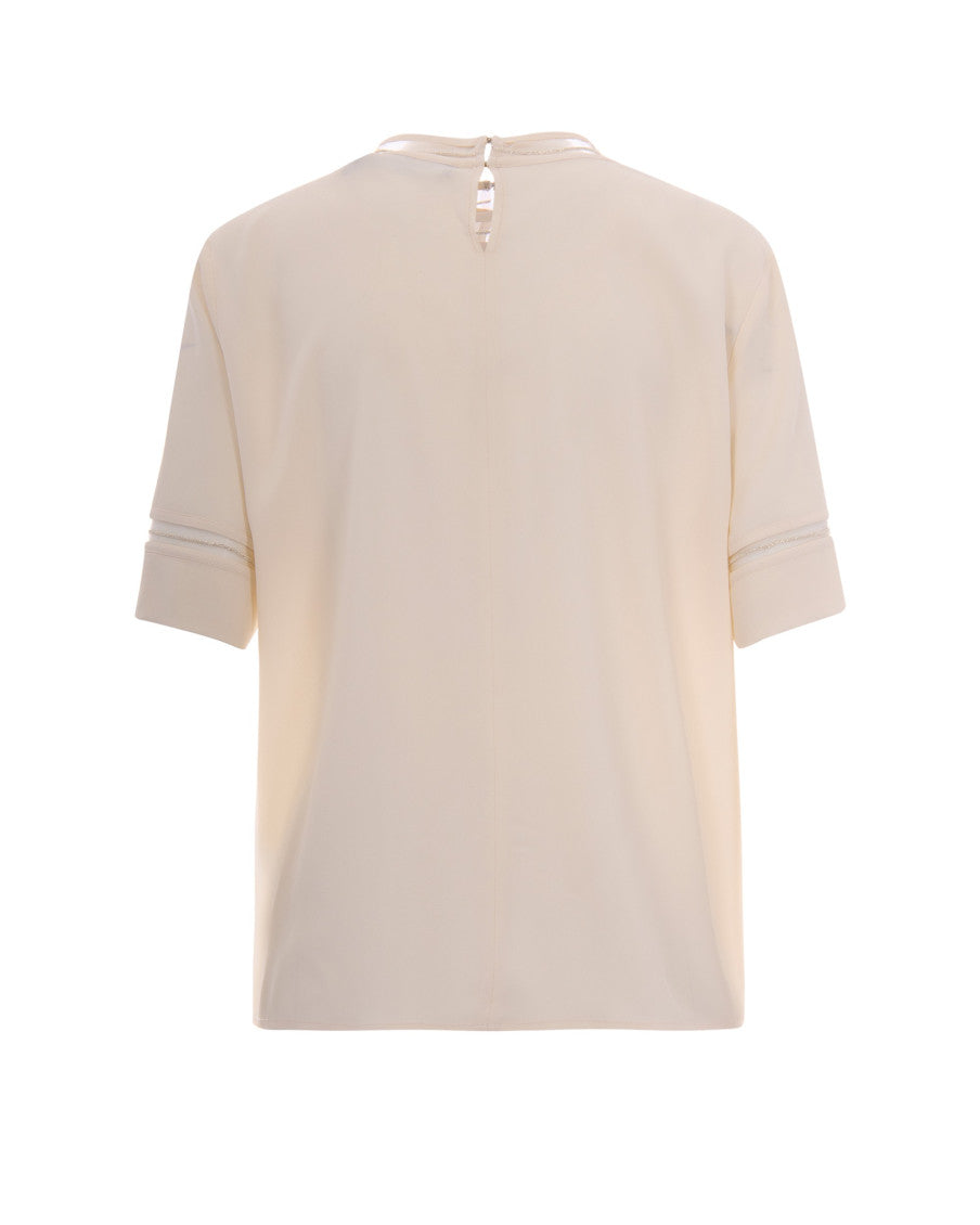 Off White Solid Round Neck Top 2