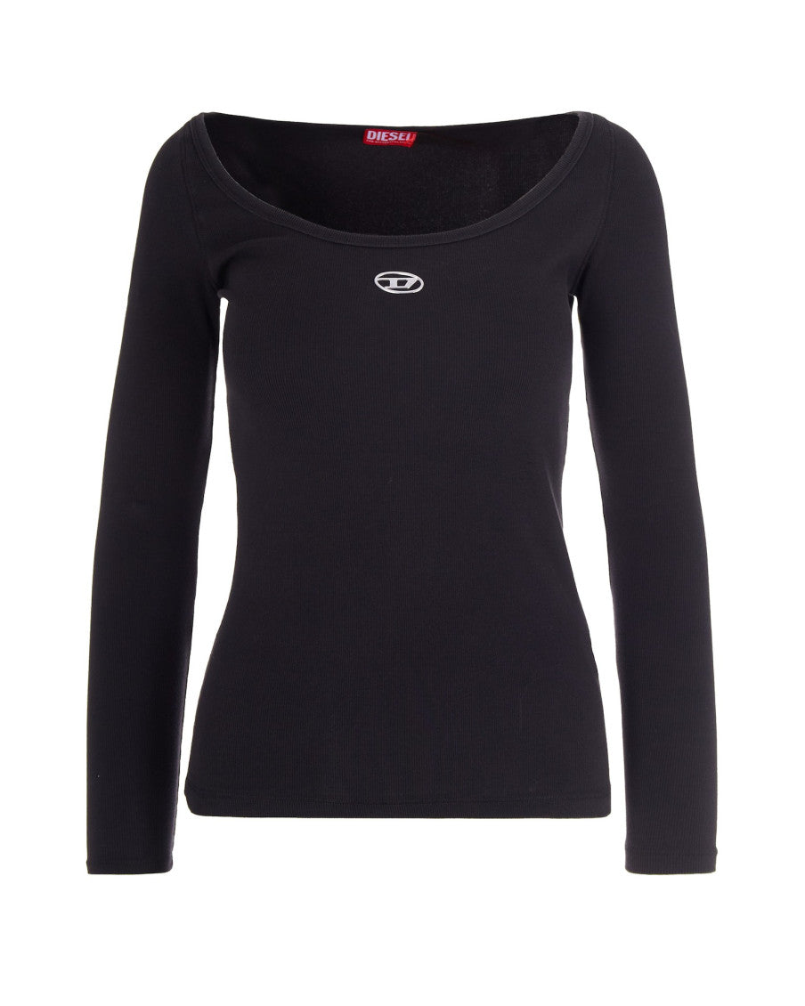 Black Logo Scoop Neck Top 1