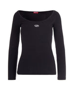 Black Logo Scoop Neck Top 1