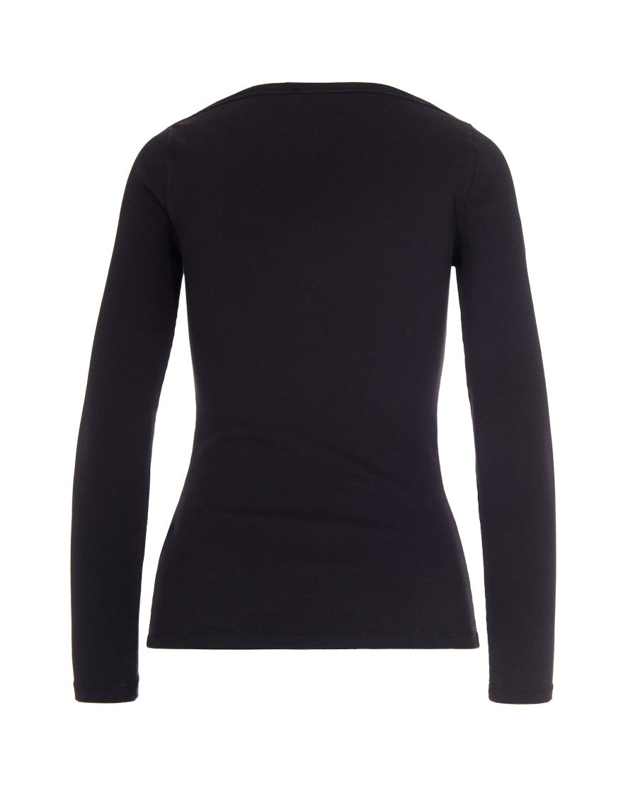 Black Logo Scoop Neck Top 2
