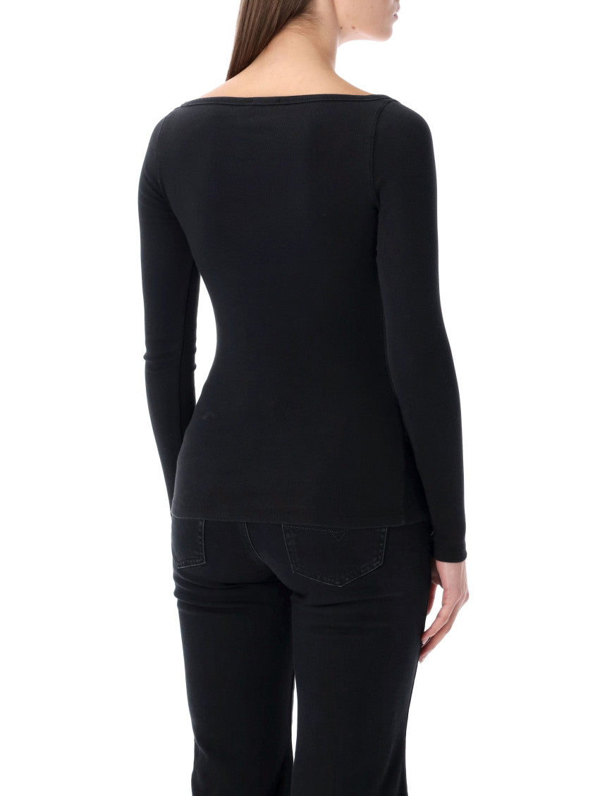 Black Logo Scoop Neck Top 4