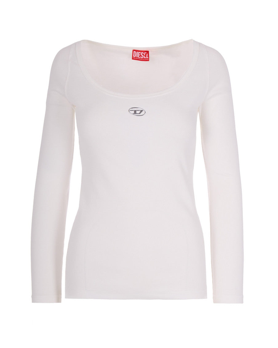 White Logo Scoop Neck Top 1