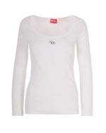 White Logo Scoop Neck Top 1
