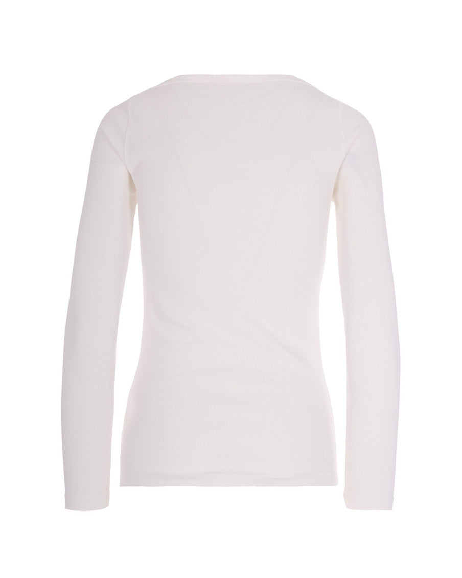 White Logo Scoop Neck Top 2