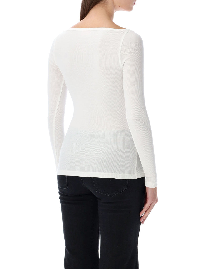 White Logo Scoop Neck Top 4