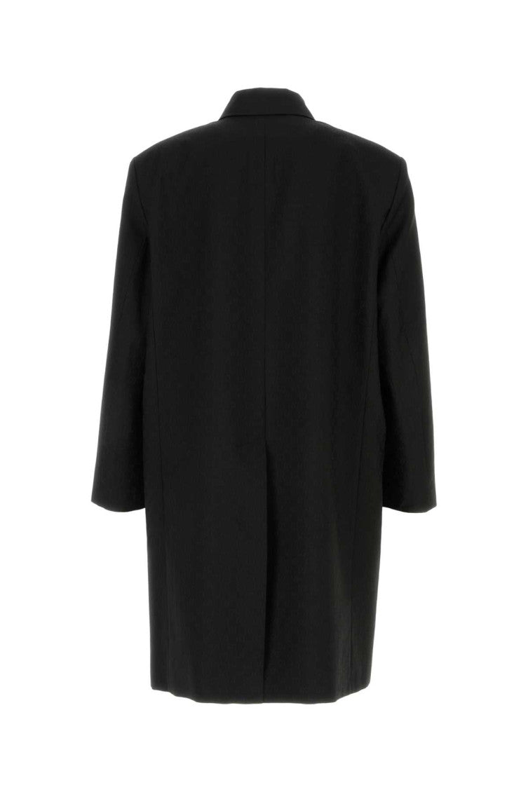 Black Solid Wool Coat 2