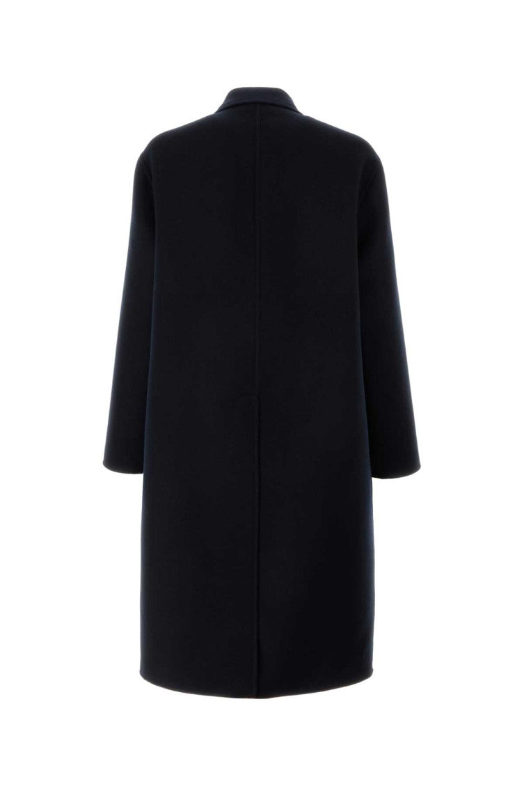 Dark Blue Solid Wool Coat 2