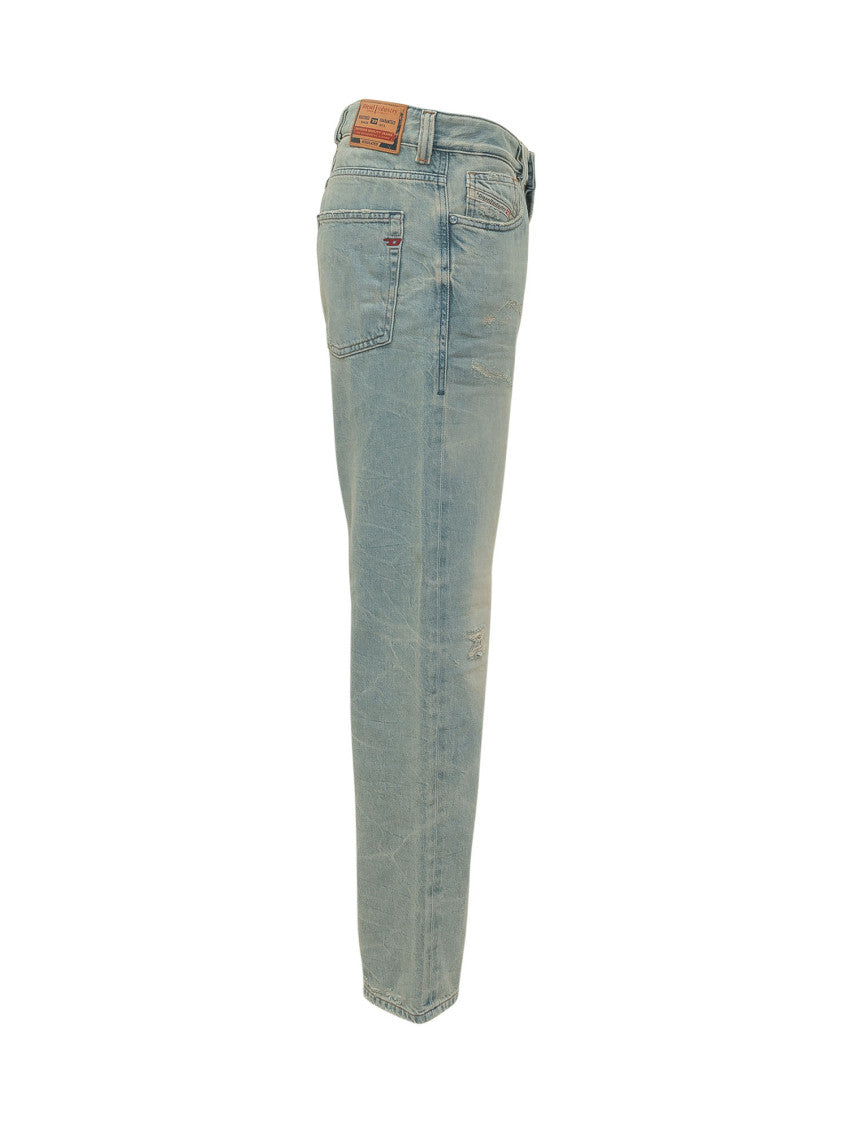 Blue Straight Mid Rise Jeans 3