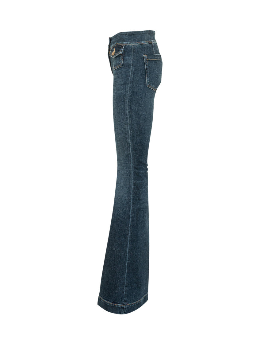 Blue Flared High Rise Jeans 3