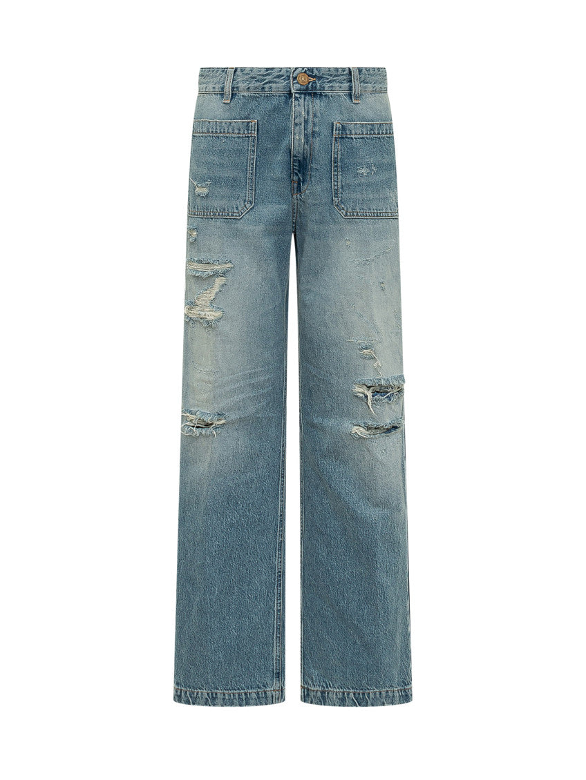 Blue Straight High Rise Jeans 1