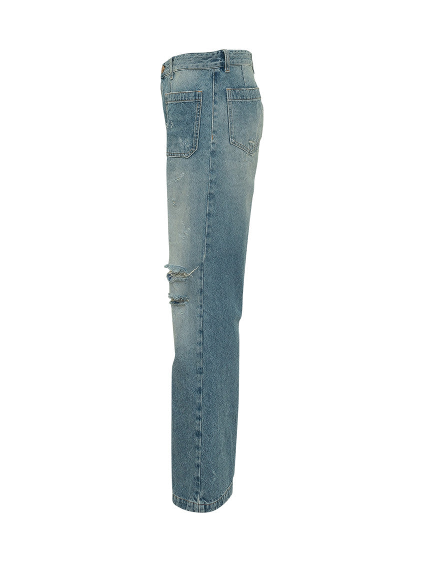 Blue Straight High Rise Jeans 3
