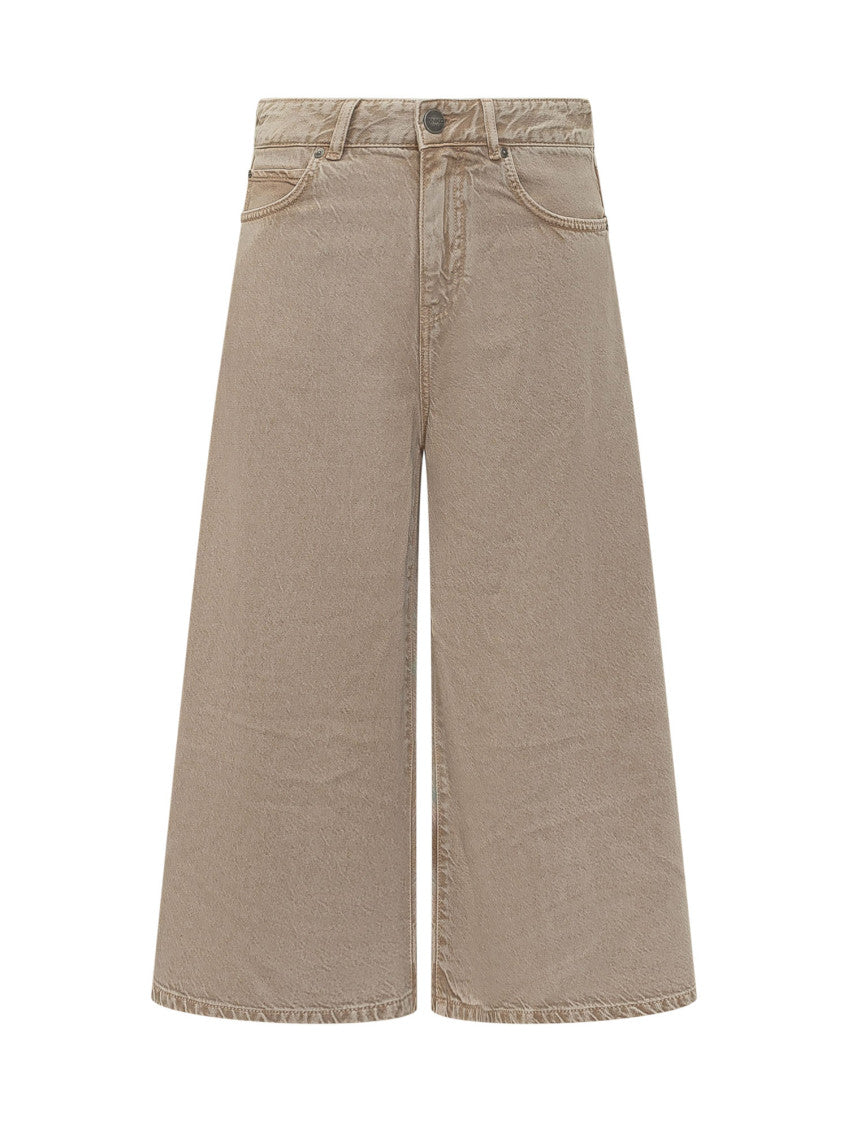 Beige Relaxed High Rise Jeans 1