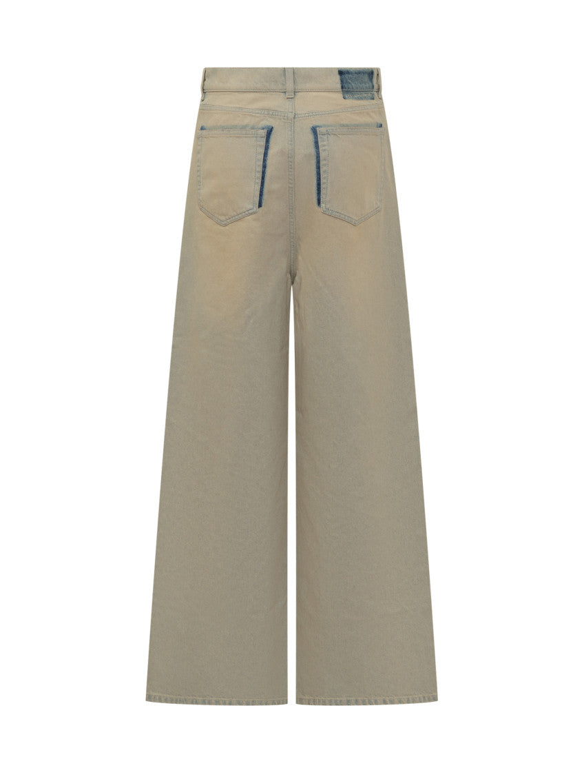 Beige Flared High Rise Jeans 2