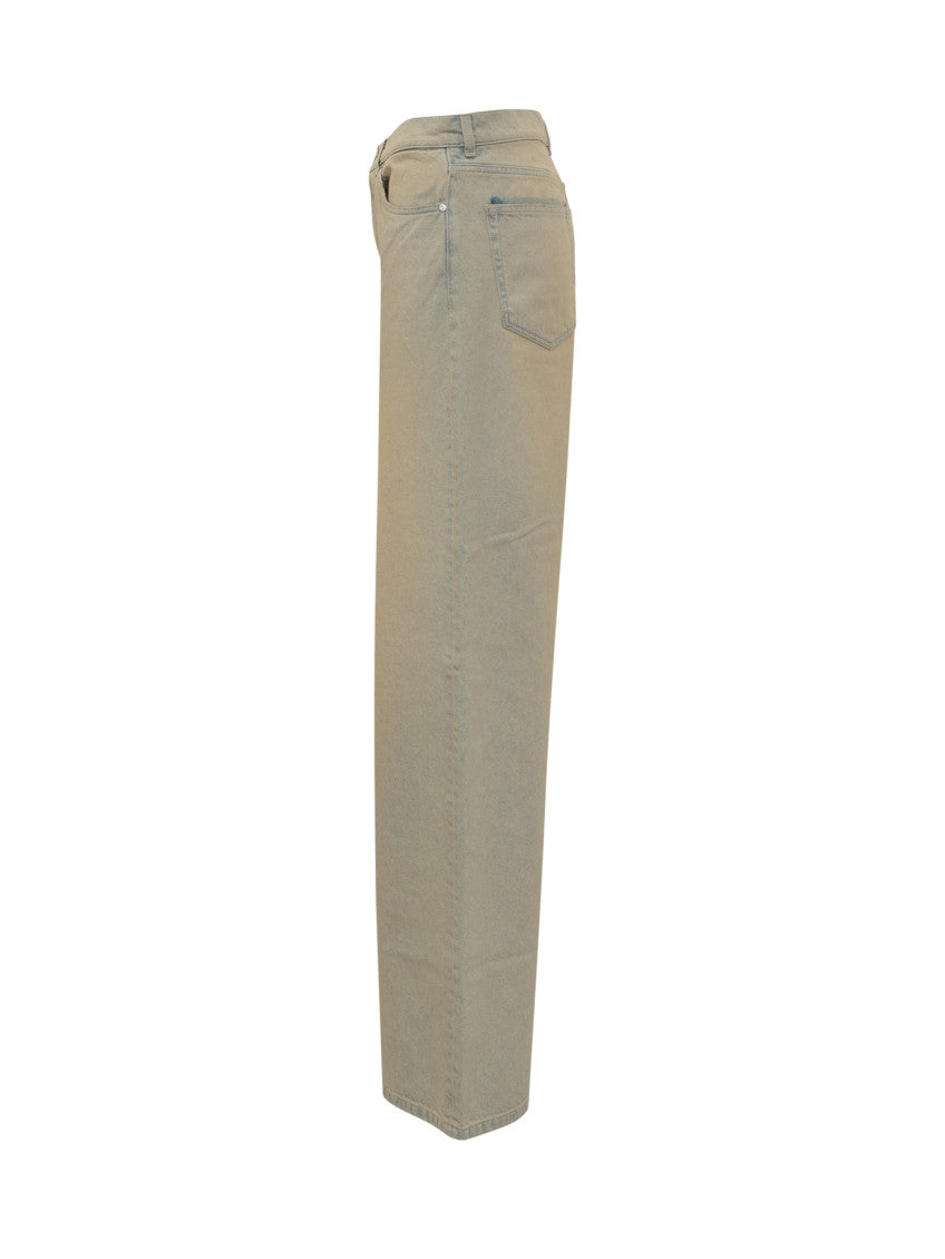 Beige Flared High Rise Jeans 3