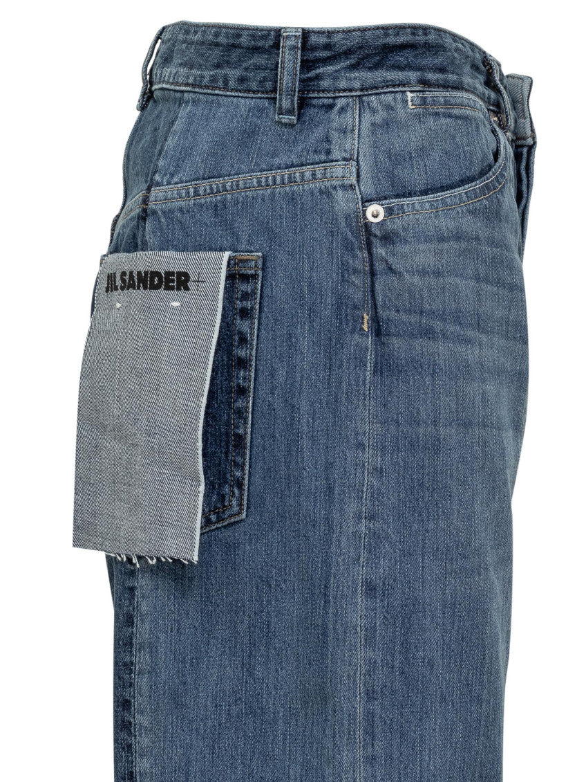 Blue Straight Mid Rise Jeans 4