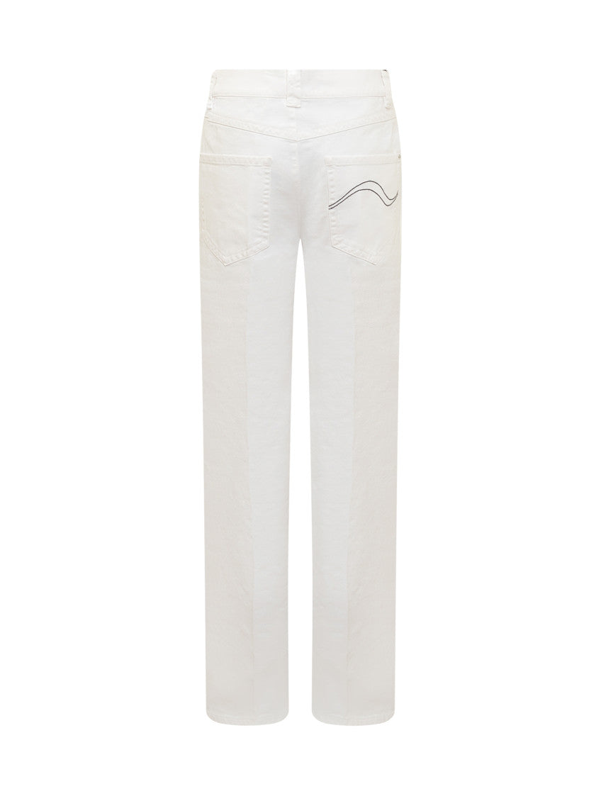White Straight High Rise Jeans 2