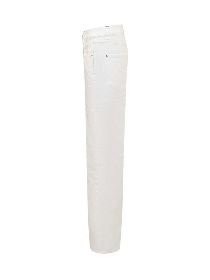 White Straight High Rise Jeans 3