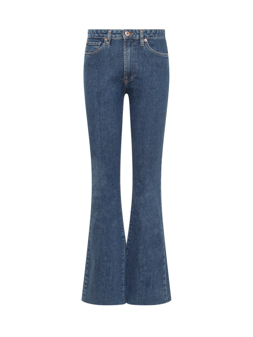 Blue Flared High Rise Jeans 1