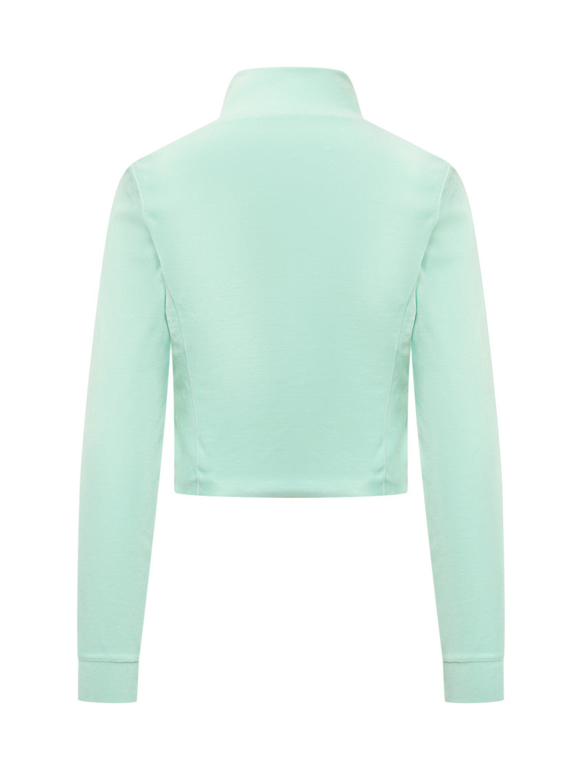 Green Embroidered Mock Collar Sweatshirt 2