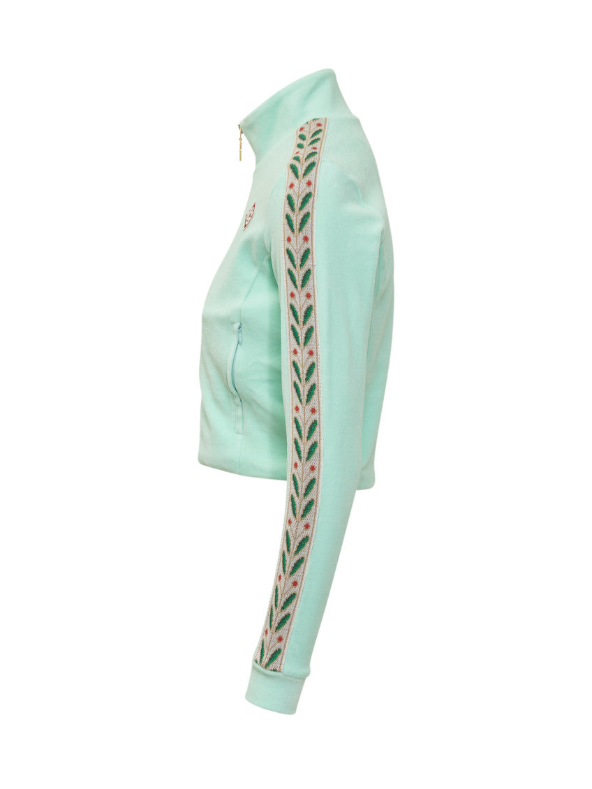 Green Embroidered Mock Collar Sweatshirt 3
