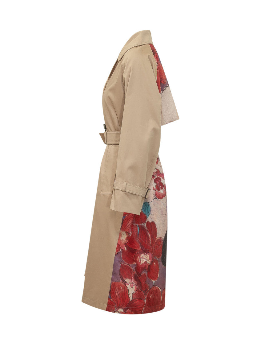Beige Solid Notched Lapel Trench Coat 3