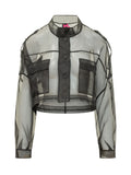 Black Transparent Mandarin Collar Jacket 1