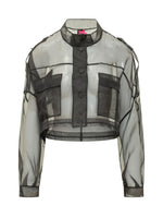 Black Transparent Mandarin Collar Jacket 1