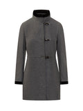 Grey Solid Mandarin Collar Trench Coat 1