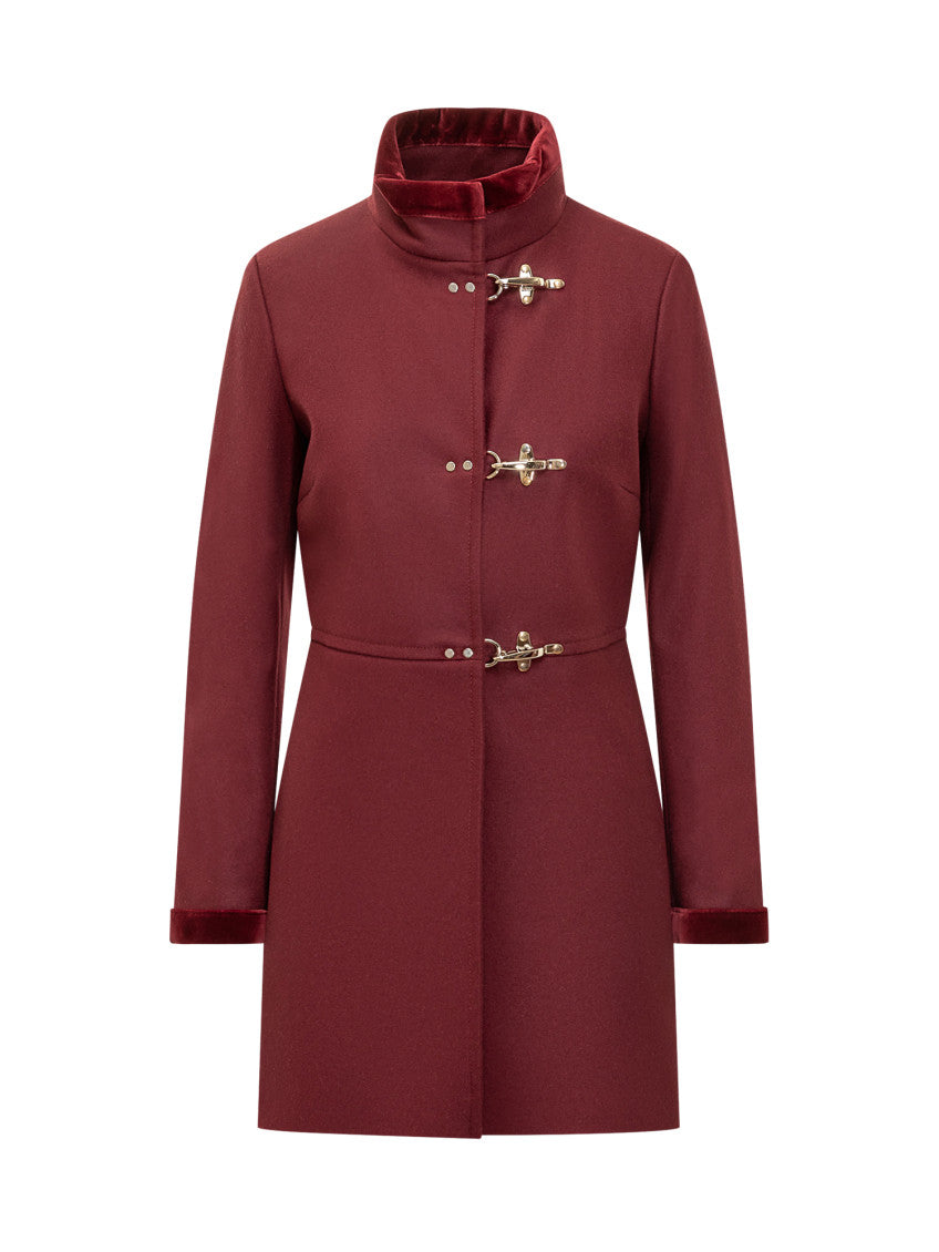 Red Mock Collar Trench Coat 1