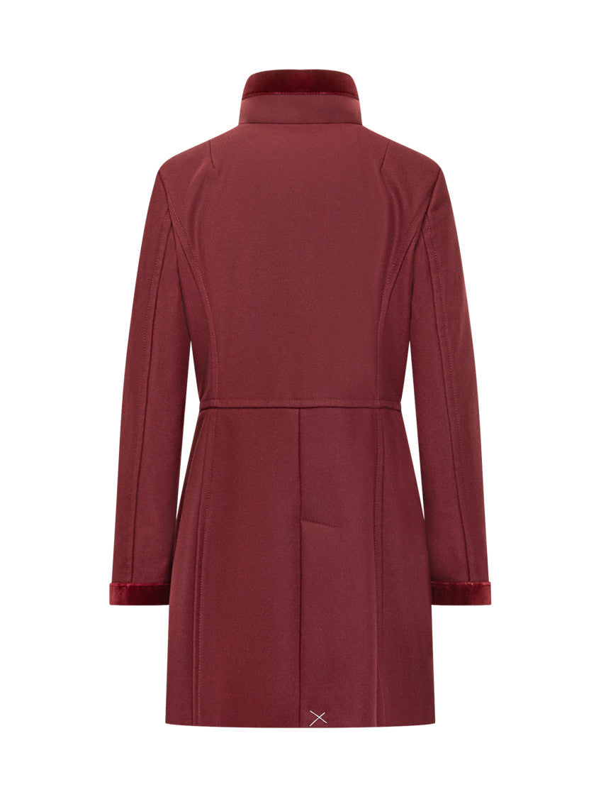 Red Mock Collar Trench Coat 2