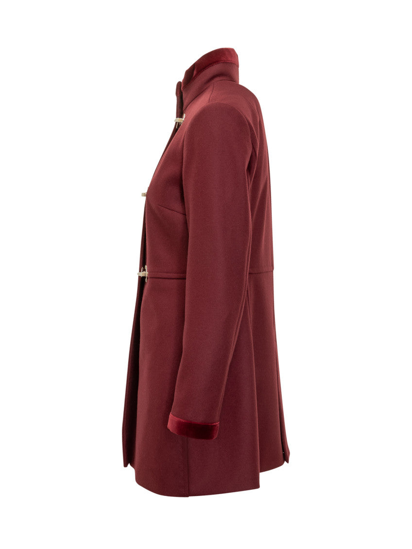 Red Mock Collar Trench Coat 3