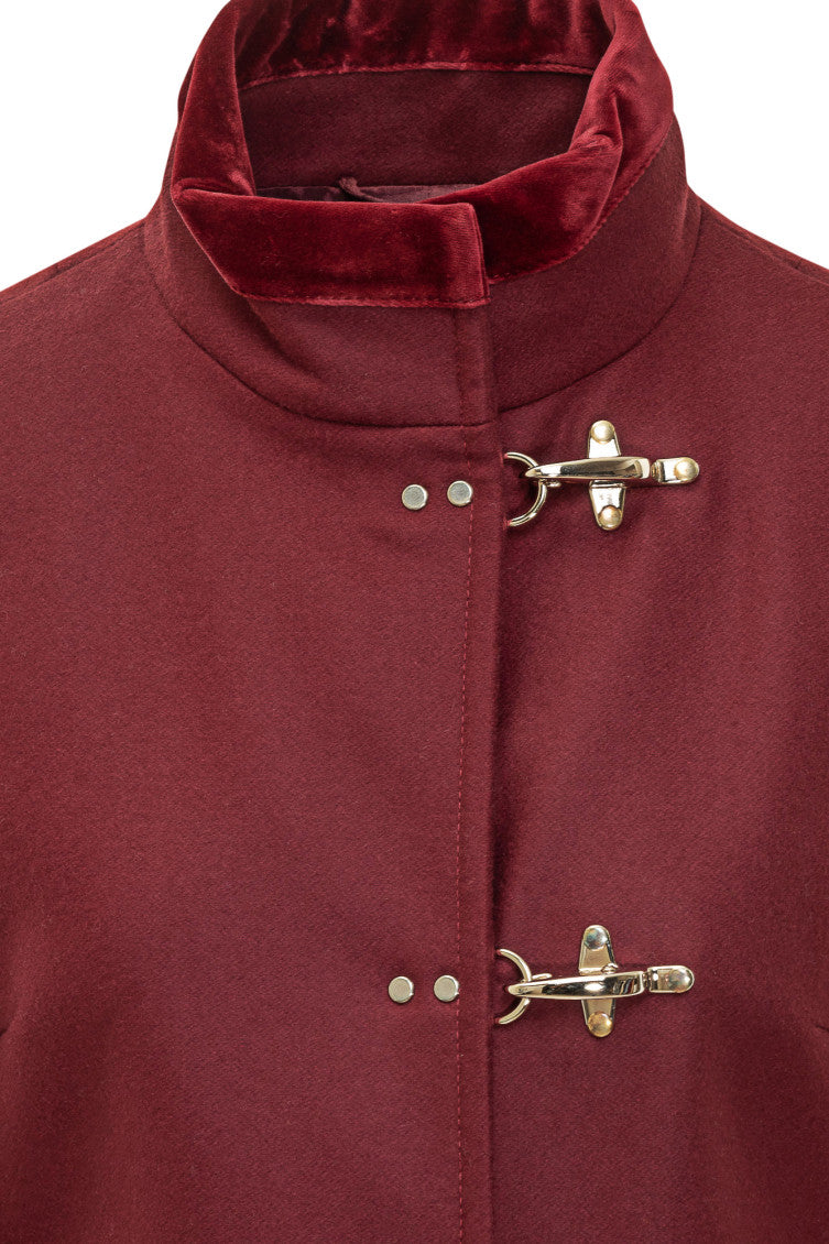 Red Mock Collar Trench Coat 4