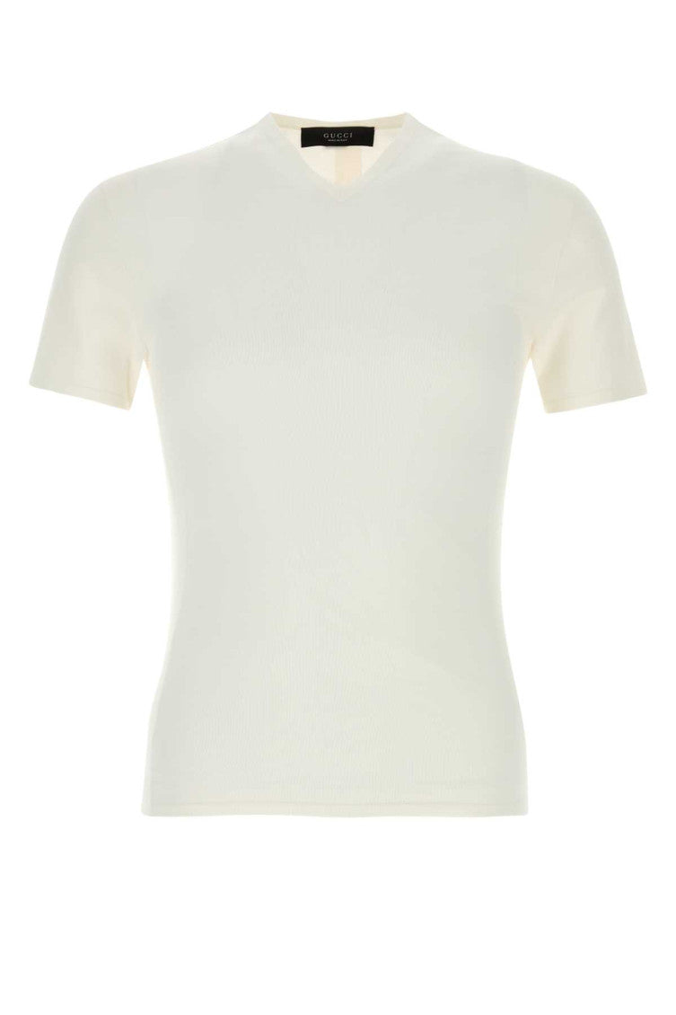 Off White V Neck T-Shirt 1