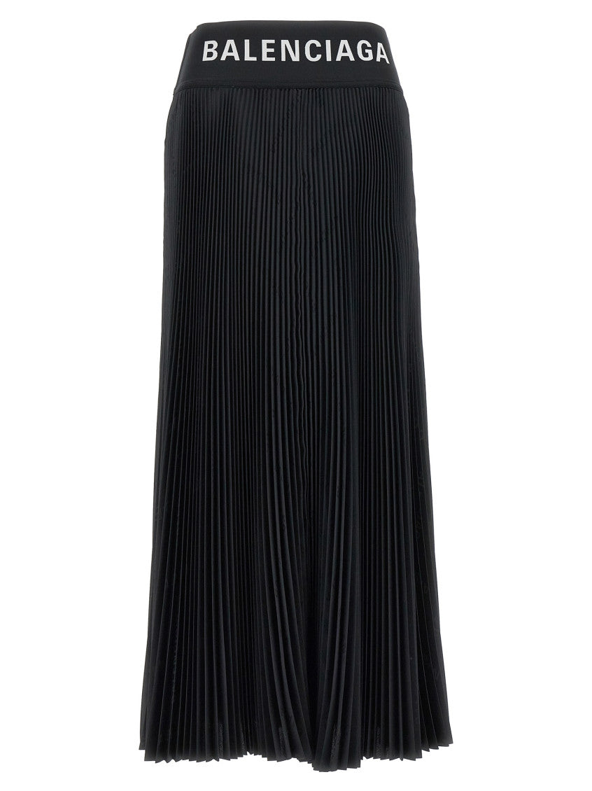 Black Logo pleated skirt 1