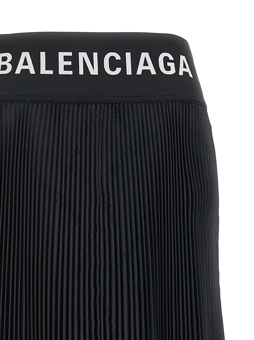 Black Logo pleated skirt 3