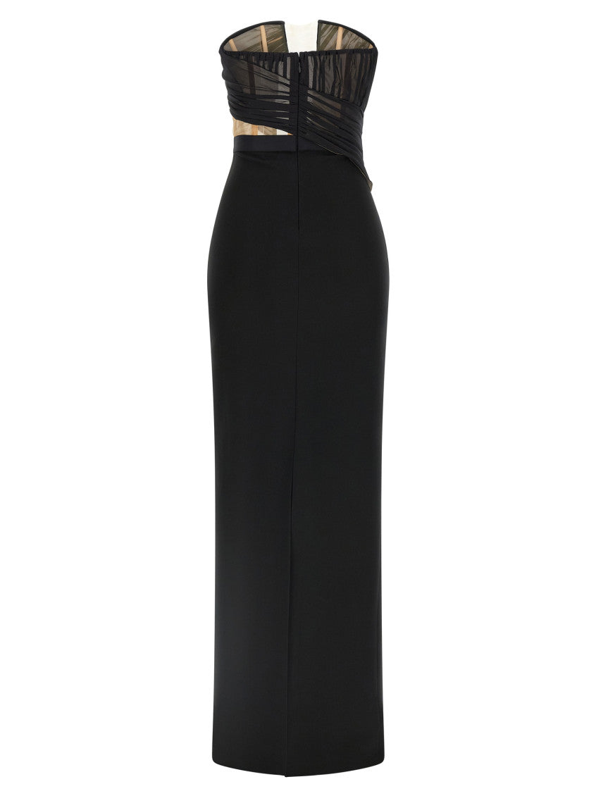 Black 'Corsetted Draped Maxi' dress 2