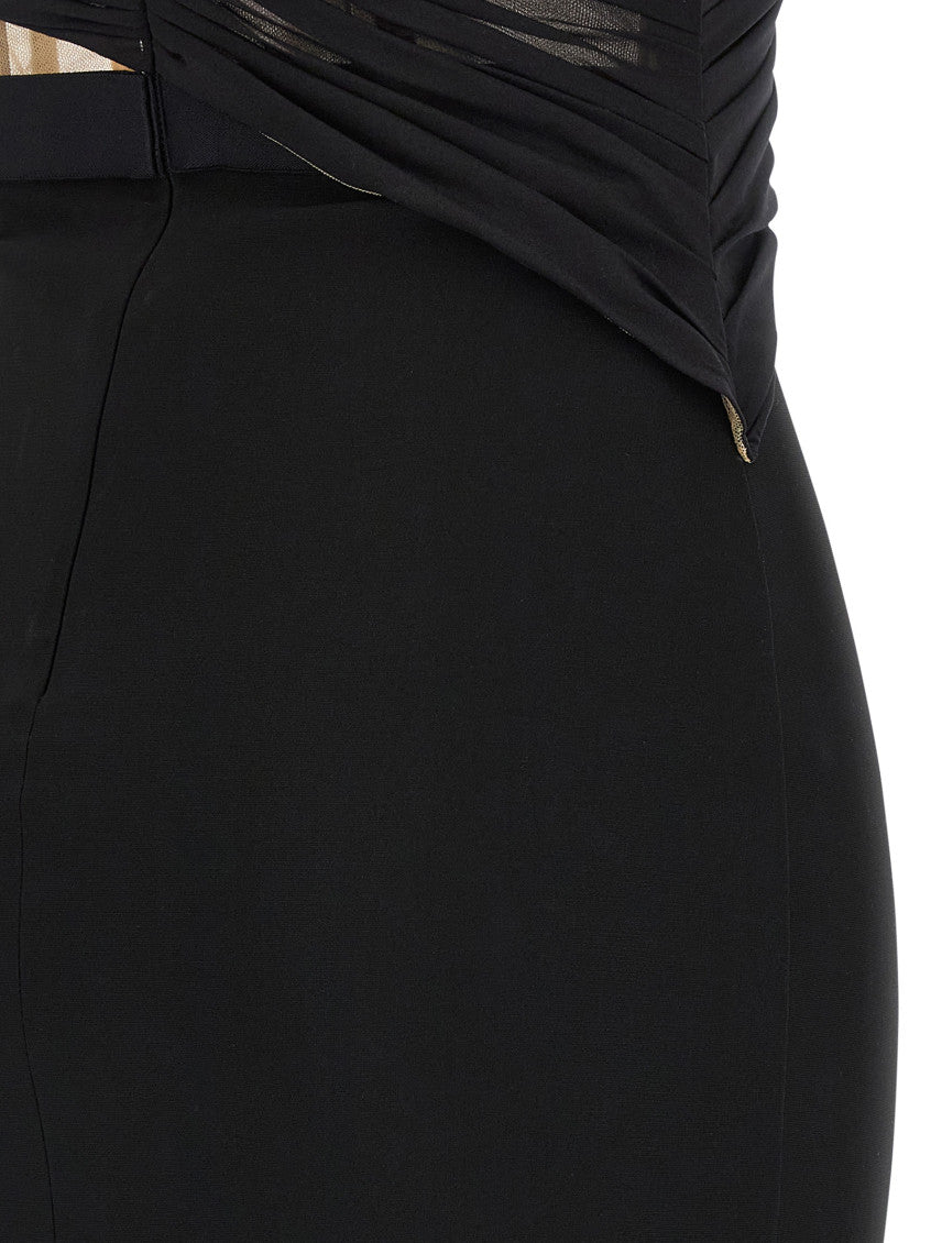 Black 'Corsetted Draped Maxi' dress 4