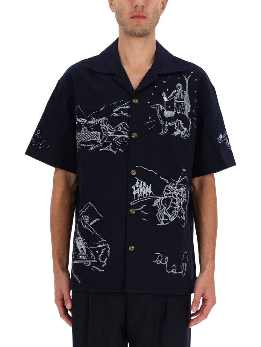 Navy Blue Embroidered Shirt 1
