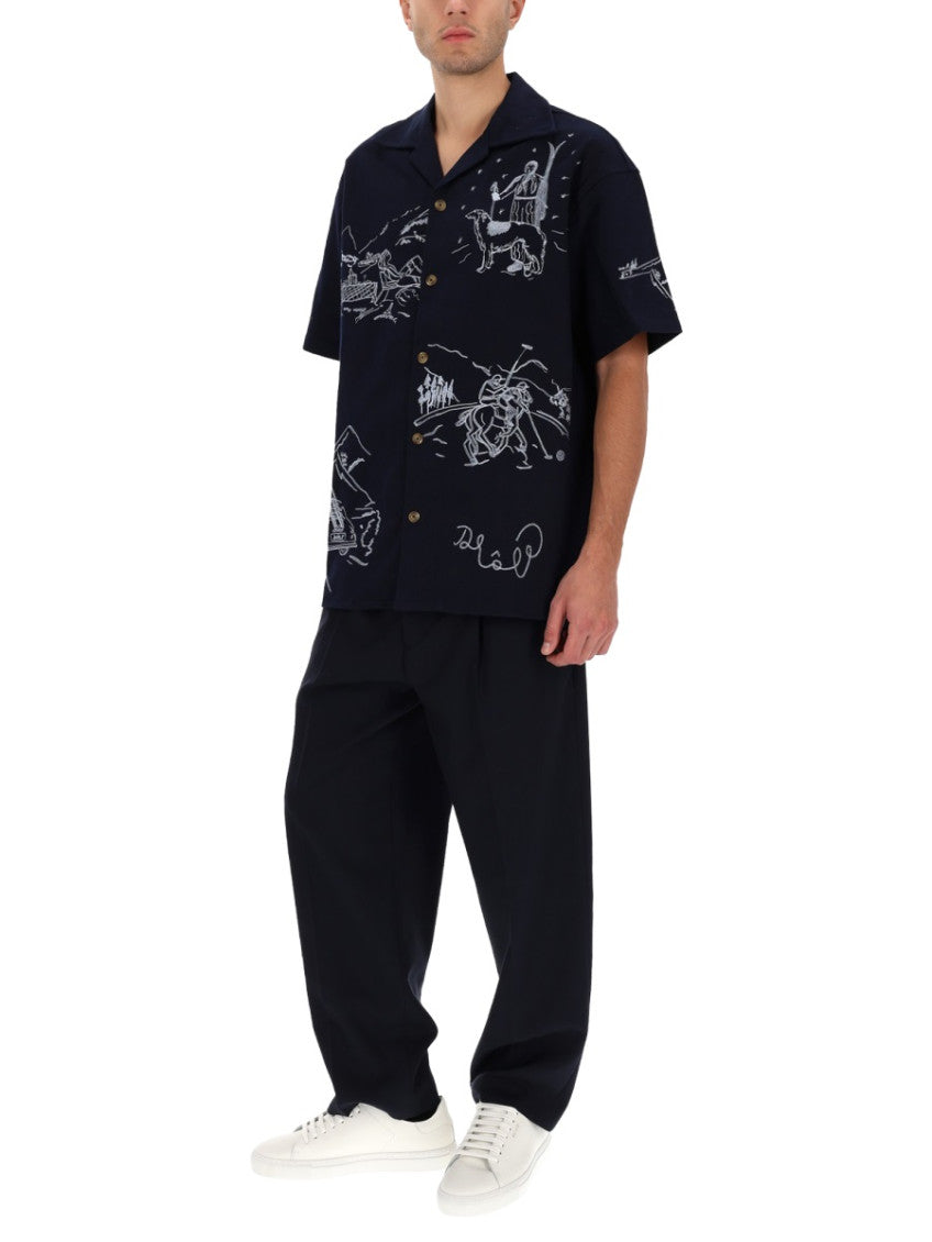 Navy Blue Embroidered Shirt 2