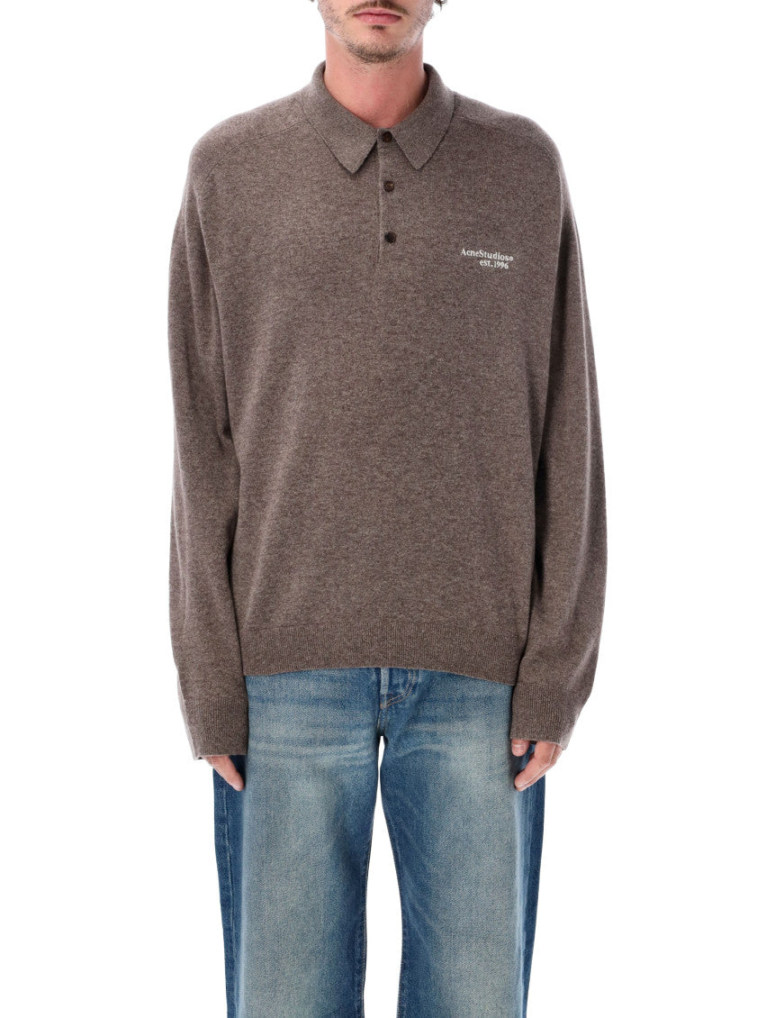 Brown Logo Polo Sweater 1