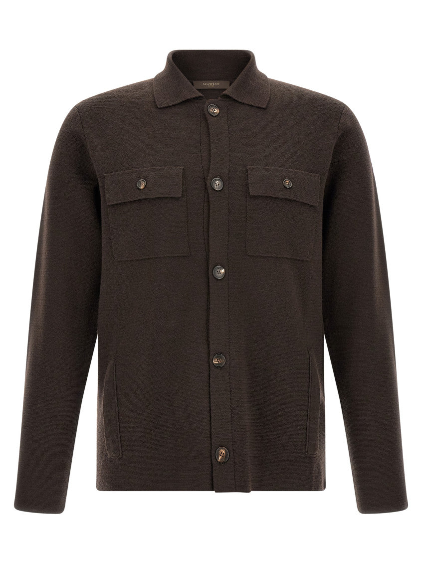 Dark Brown Button-Up Cardigan 1