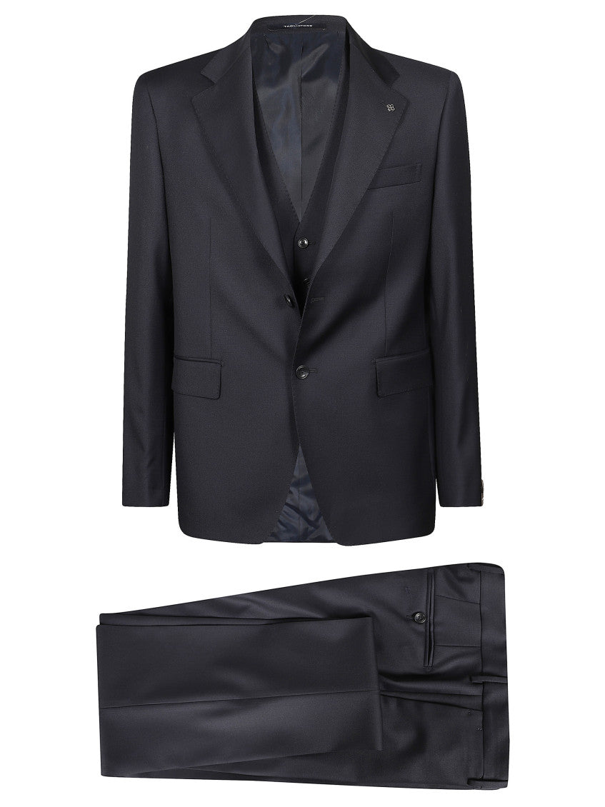 Navy Blue Notched Lapel Suit 1