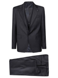 Navy Blue Notched Lapel Suit 1
