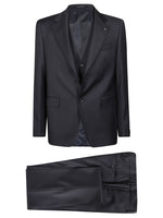 Navy Blue Notched Lapel Suit 1