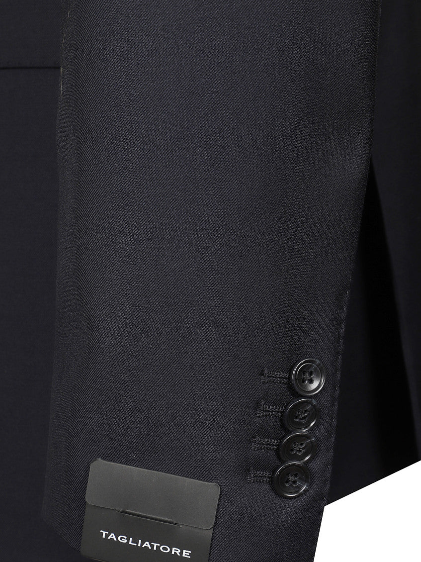 Navy Blue Notched Lapel Suit 4